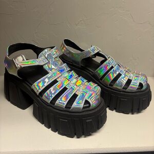 Club Exxx Magnetic Vibes Holographic Sandals